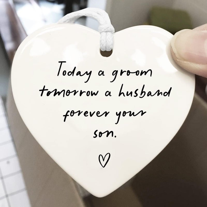 WCDHOR Mother of the Groom Gift from Son, Wedding Gift, Groom to Mother Gift, Son to Mother on Wedding Day, Mom Wedding Gift from Son, Son to Mom Gift, Ceramic Heart Keepsake - Image 4